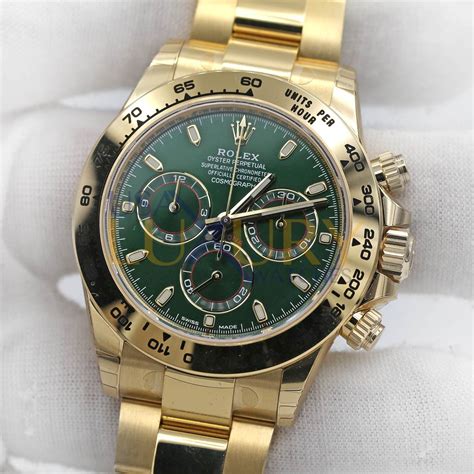 green dial gold daytona rolex|18k gold rolex daytona cosmograph.